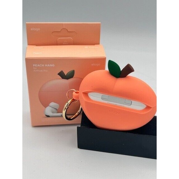 AirPods Pro Case elago® Peach Case 3D Cute Design Case Cover with Keychain NIB - Picture 3 of 7